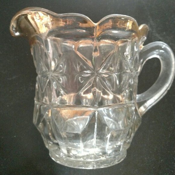 Vintage Glass Gold Trimmed Milk Pitcher -  4" tall - Picture 1 of 3